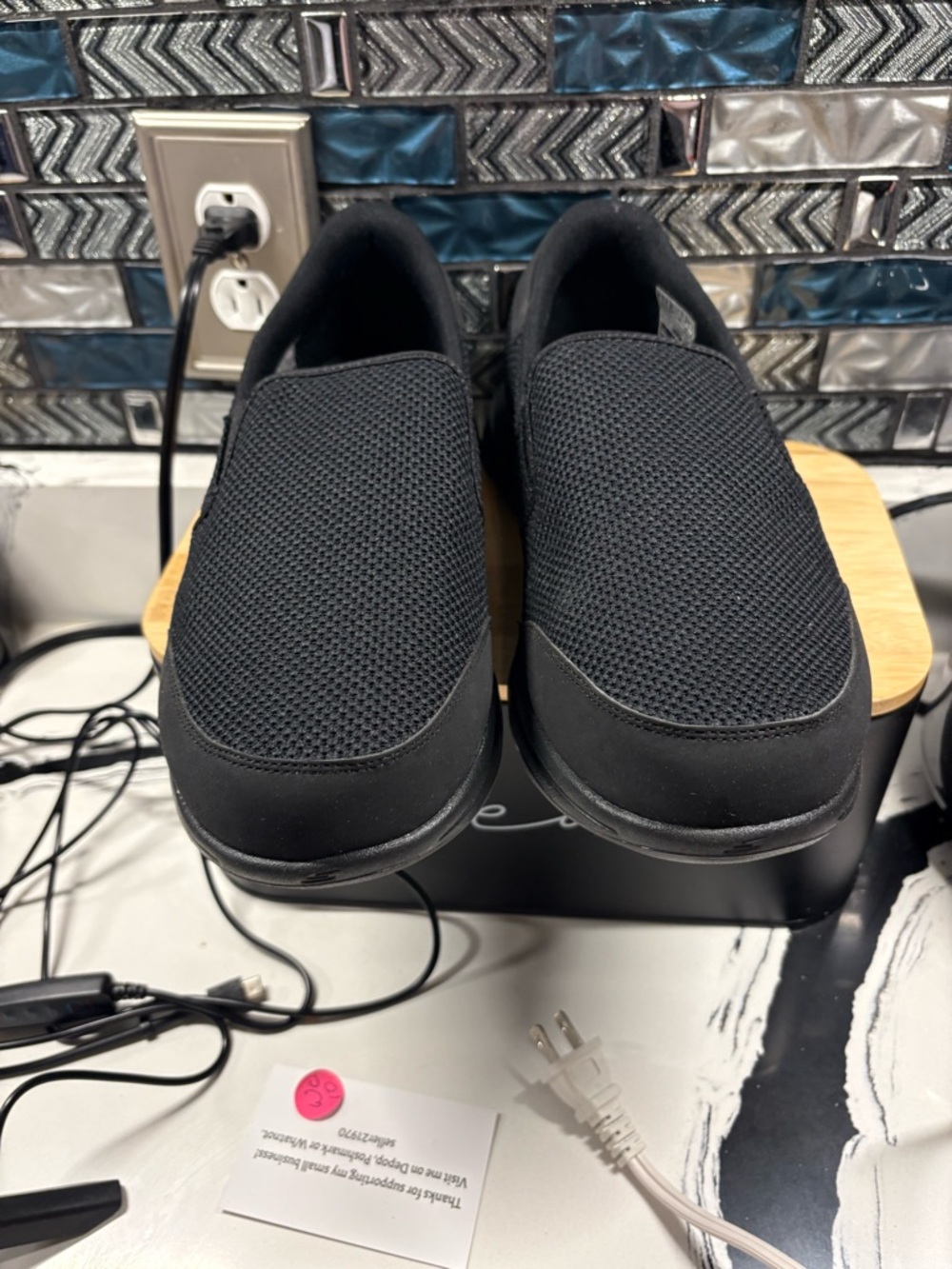 Skechers Men's Black Slip-On Mesh Loafers
